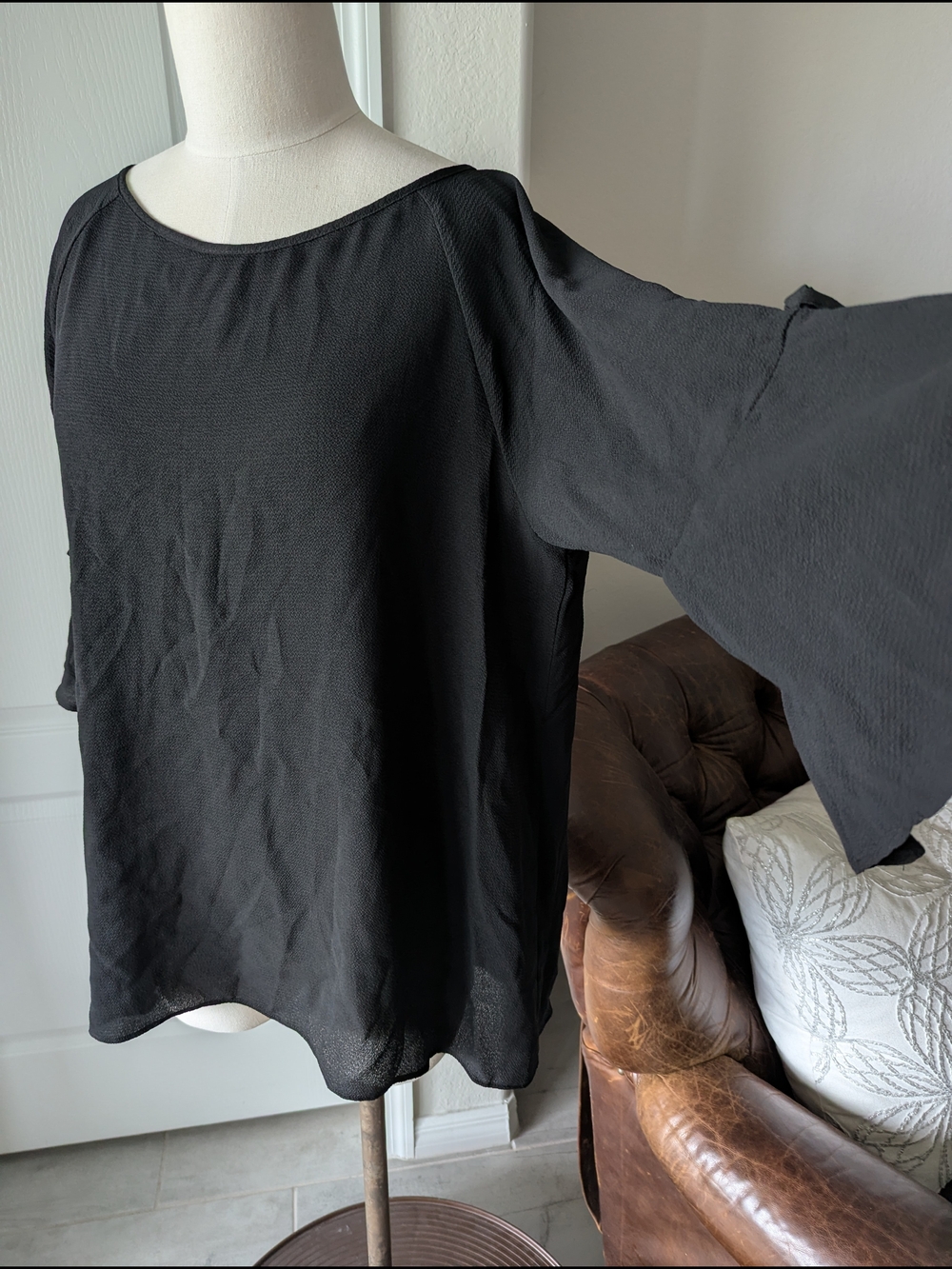 Black Bell Sleeve Women's Top